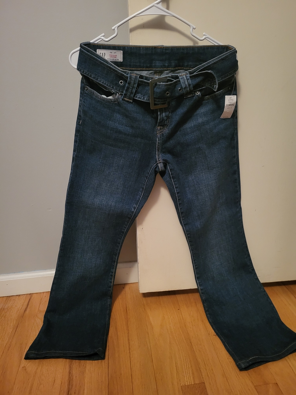 GAP Dark Blue Flare Jeans with Matching Belt Y2K Low Rise Size 6R